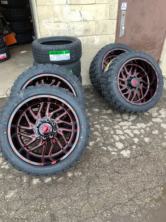 TIS Off-road 22x12 -44mm Offset Chevy/Dodge 2500/3500 8x6.5 with 33/1250/22 MT Tires