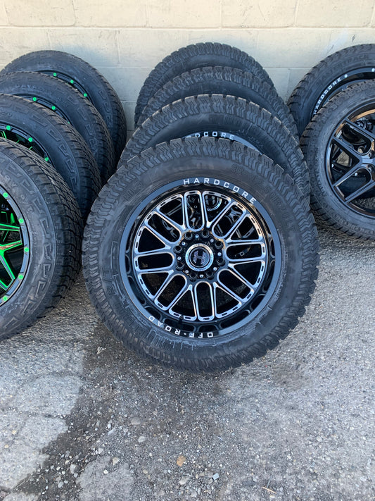 Hardcore Off-road 20x10 8x6.5 Black Chevy/Dodge 2500/3500 with 33/1250/20 Red Dirt Off-road Tire All Terrain