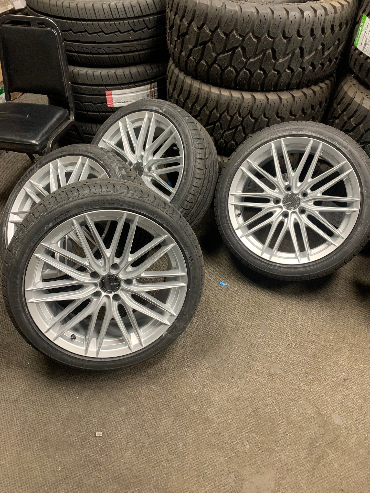 Honda, Toyota, Nissan, Hyundai, Kia, Ford 5x4.5 18" Silver with 235/40/18 Delinte Tires