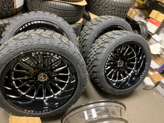 Hardcore Off-road 22x12 Black 5x139.7 Dodge 1500 and 5x127 Jeep with 33/1250/22 MT Tires