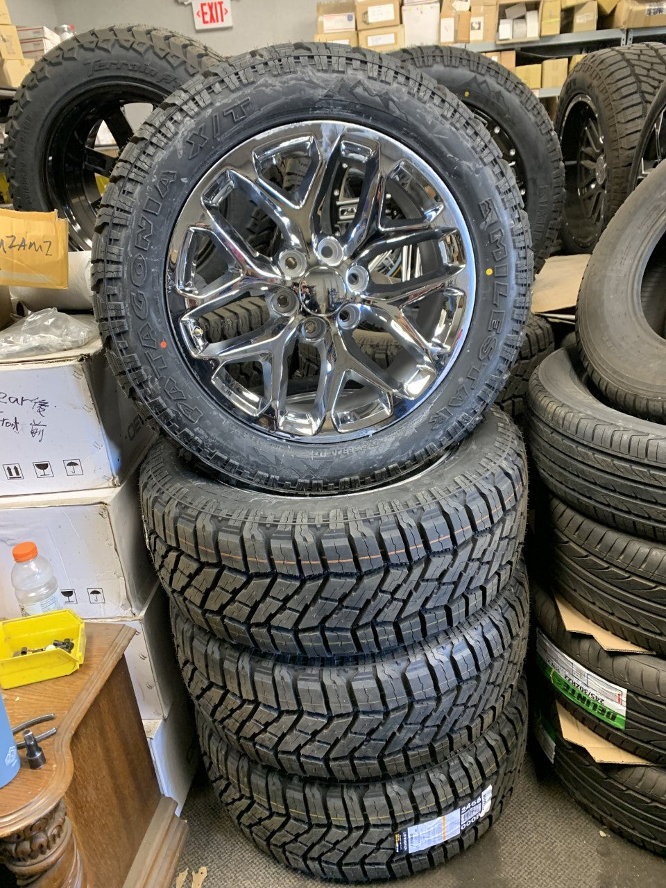 Chevy Chrome Snowflake 20" with 275/55/20 All Terrain Tires