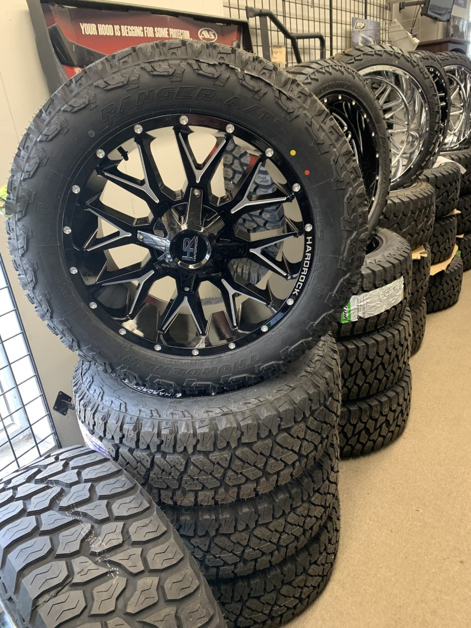 Hardrock 20" Ford F150/Chevy 1500 6 Lug Black and Milled with tires