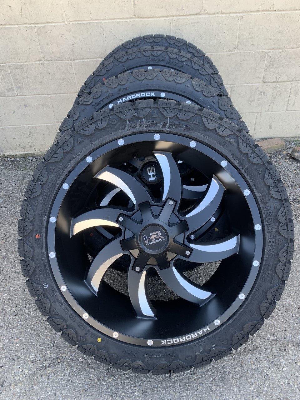 Hardrock Off-road 22x10 8x180 Chevy 2500/3500 with AMP Tires 285/45/22 All Terrain