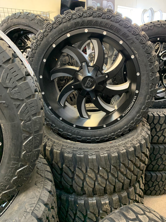 Ford F-250/350 22" Hardrock Offroad Black and Milled with Atlas Mud Terrain 33/1250/22