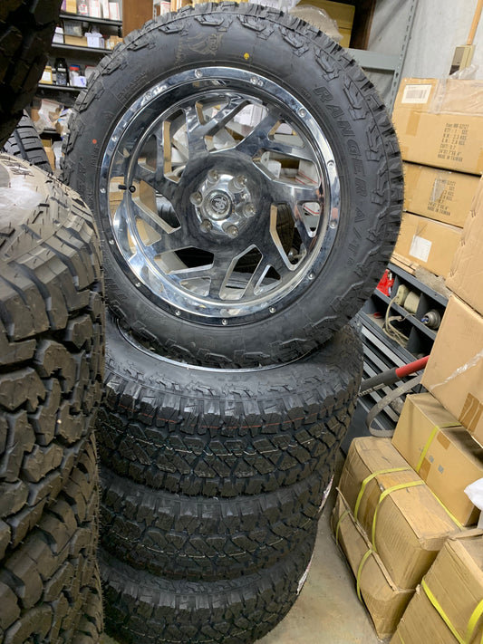 Hardcore Off-road 20x10 Chrome 6 Lug Ford F150 with 275/55/20 All Terrain Tires