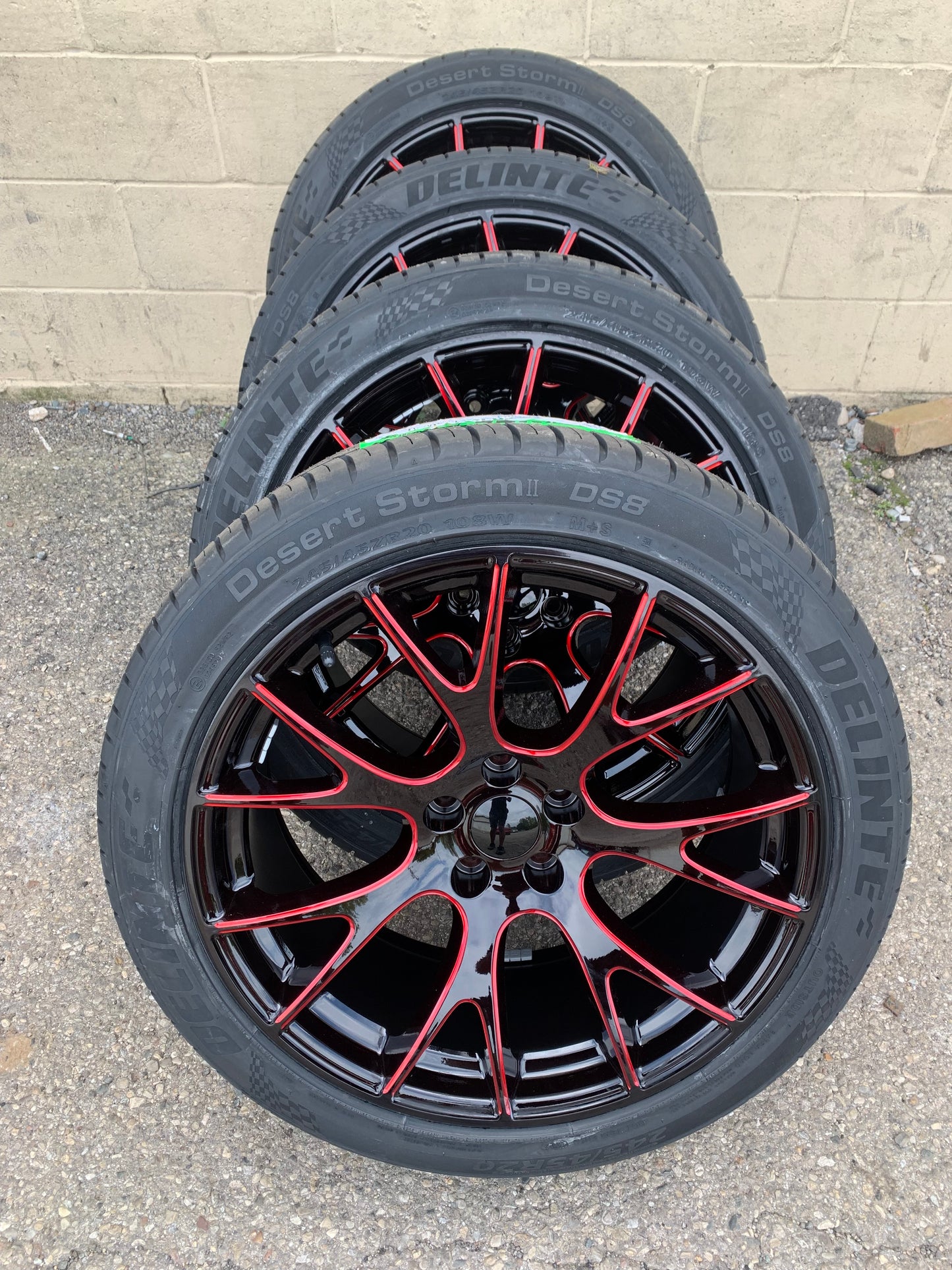 Dodge Charger Challenger 300 SRT 20" Black And Red With Tires