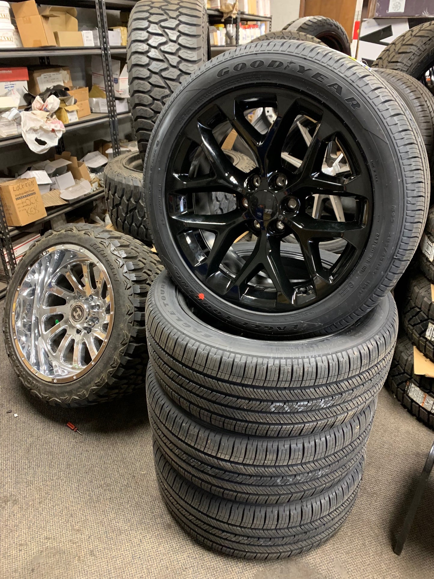 Chevy 6 Lug Snowflake 22" with 285/45/22 Goodyear All Season Tires