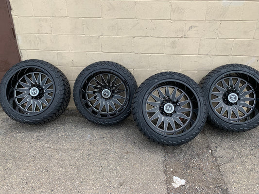 Hardcore Off-road HC23 22x12 Black for Chevy and Dodge 8 Lug With Tires