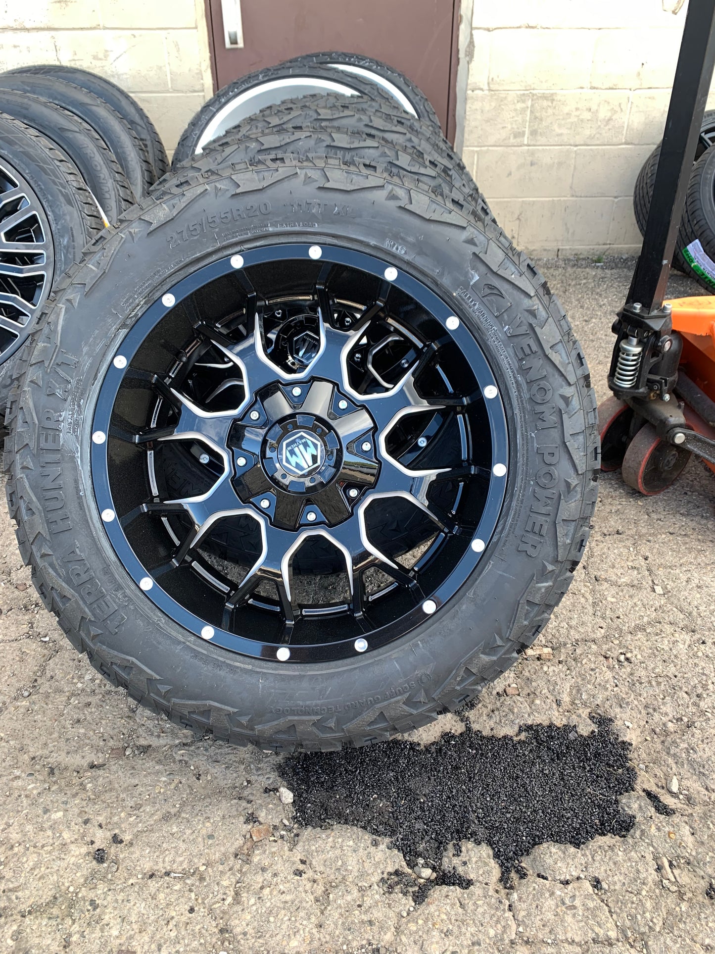 Mayhem Off-road Chevy GMC Dodge Cadillac 20" Black 6 Lug with Venom All Terrain Tires