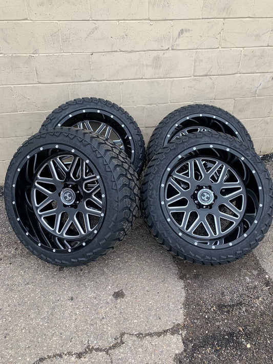 Chevy 6 Lug Hardcore off-road 22x12 Black and Milled