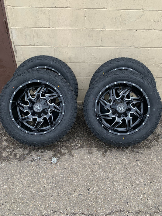 Hardcore HC15 20x10 Black With 275/55/20 All Terrain Tires