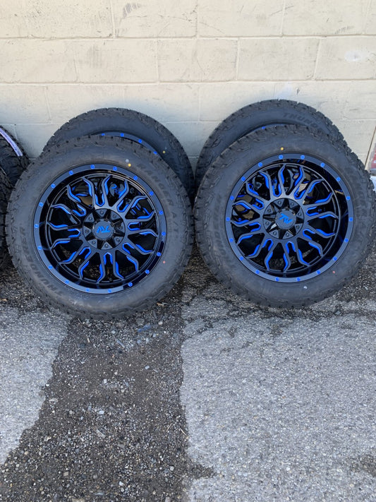 TW Off-road 20" Black And Blue Ford F-150 Chevy/Dodge 1500 6 Lug With Tires