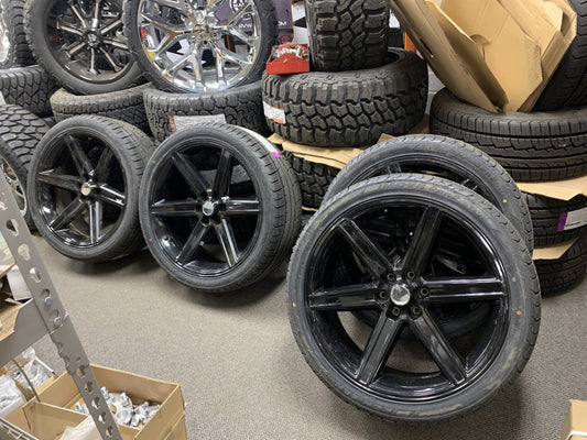 Chevy GMC Cadillac 6 Lug Iroc Black 24" With Tires