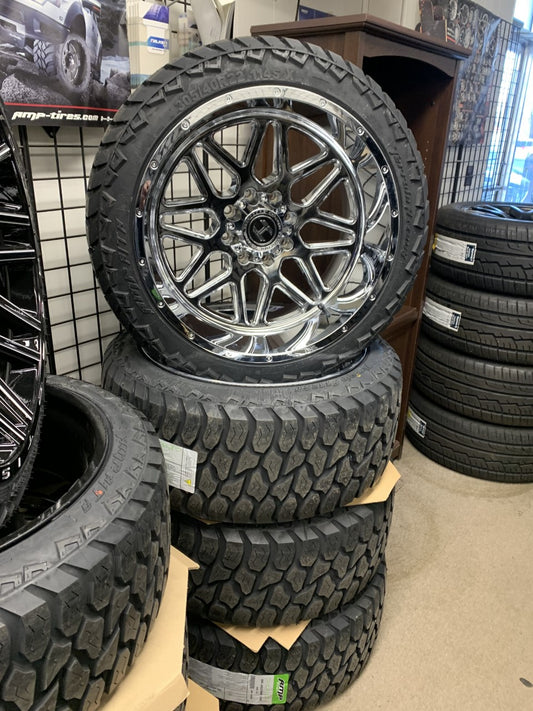 Hardcore Off-road Chevy 2500/3500 8 Lug 22" Chrome with AMP Tire All Terrain